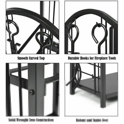 Fireplace Log Rack With Tools Set For Fireside