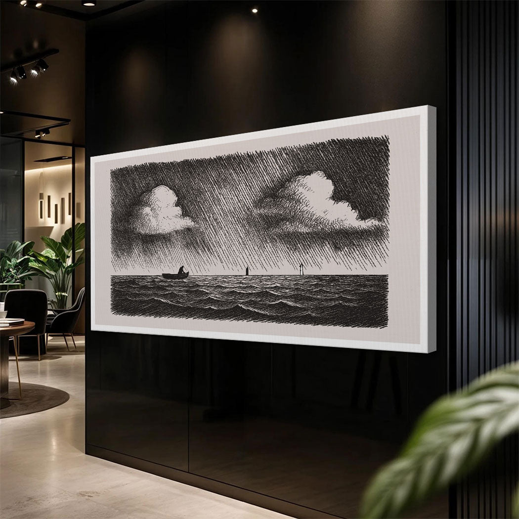 Canvas Jesus Walking On Water Faith Wall Art III by Tailored Canvases, monochrome seascape on Tampa Home & Garden Store
