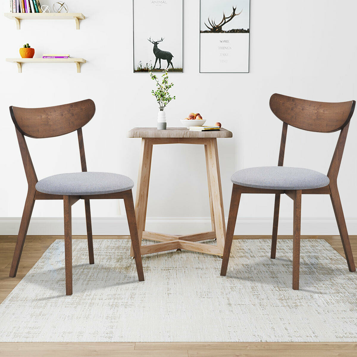 Juego de 2 sillas de comedor tapizadas con respaldo curvo