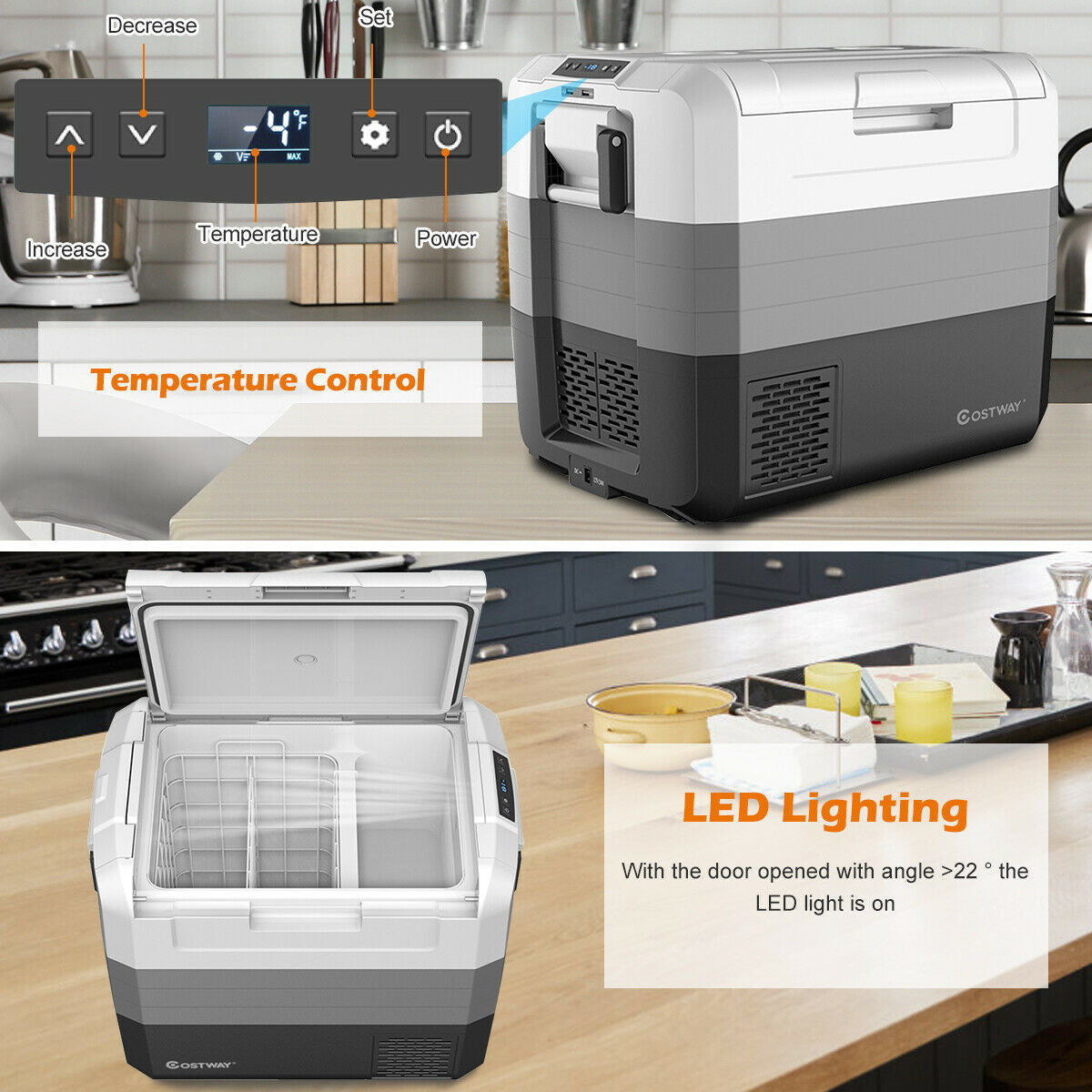 Costway 58 Quart Portable Electric Camping Cooler with LED lighting and temperature control on Tampa Home & Garden Store