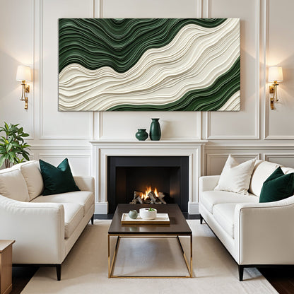 Green Rivers Abstract Wall Art VIII canvas by Tailored Canvases with green white waves on Tampa Home & Garden Store