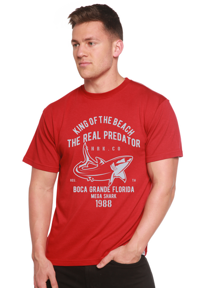 Shark Real Spun Bamboo men's red short-sleeve graphic T-shirt bamboo viscose/organic cotton on Tampa Home & Garden Store
