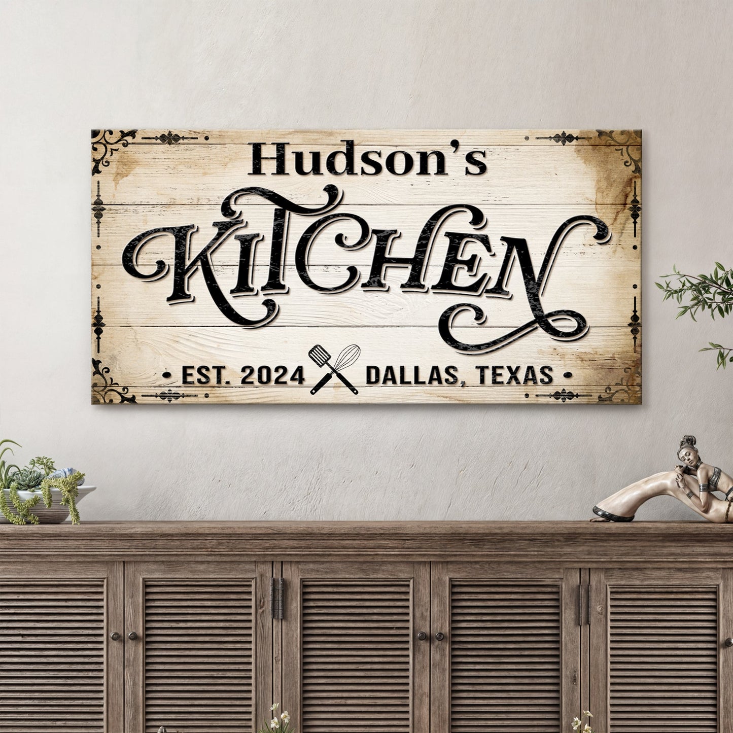 Kitchen Sign XI canvas by Tailored Canvases rustic wood planks and scripted Kitchen on Tampa Home & Garden Store