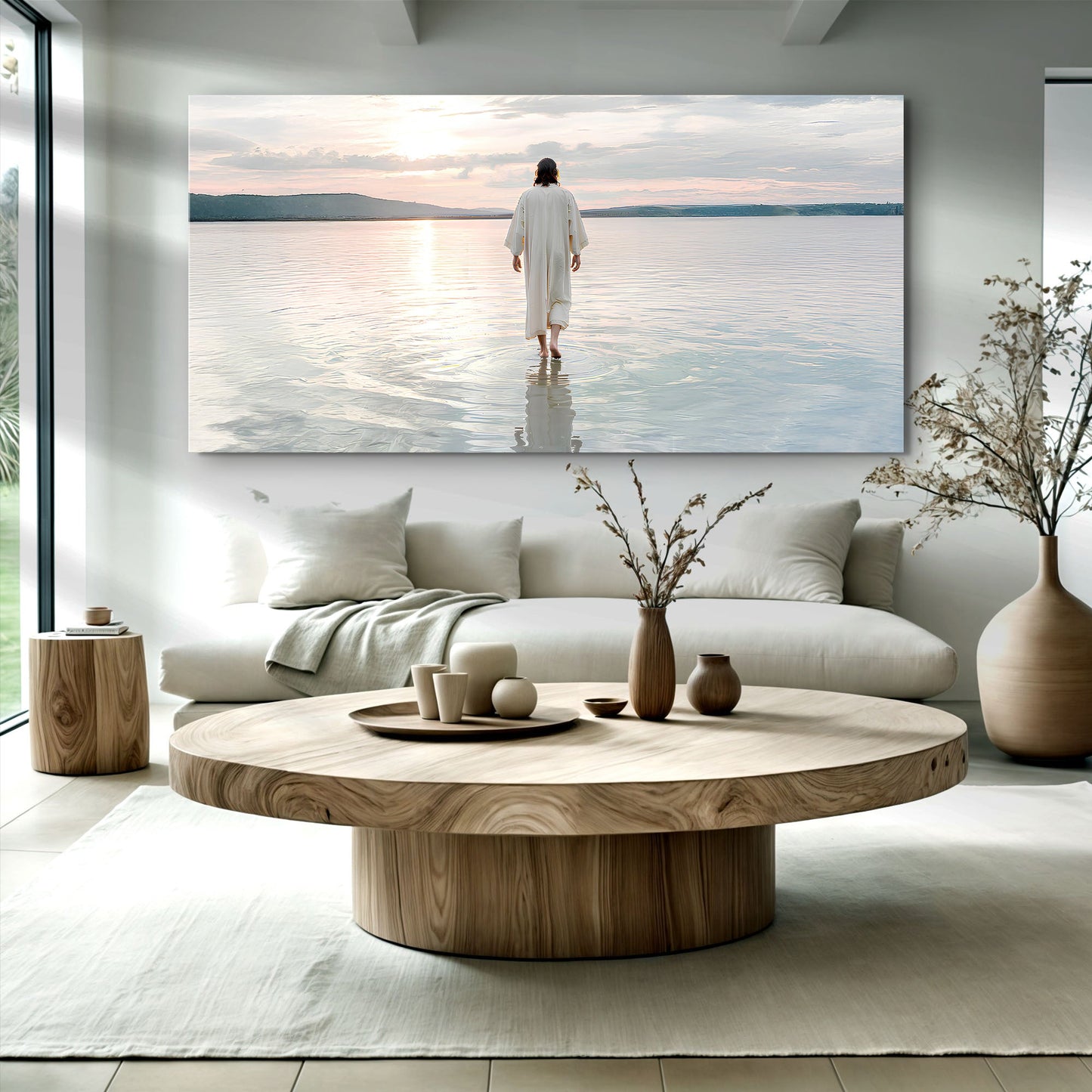 Reflections Faith Wall Art VI canvas crafting piece showing figure in white robe at sunset on Tampa Home & Garden Store