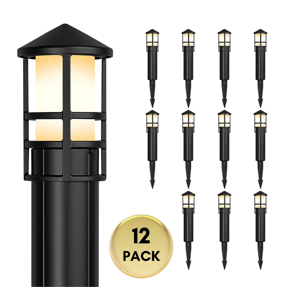 ALP53 path light black stake warm white glow 12-pack landscape lighting Kings Outdoor Lighting on Tampa Home & Garden Store