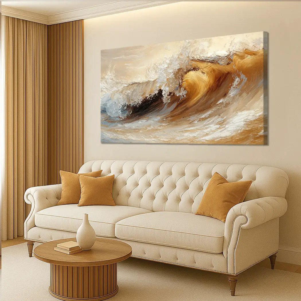 Ocean Wave Seascape Wall Art III canvas wall decor in beige blue brown waves on Tampa Home & Garden Store