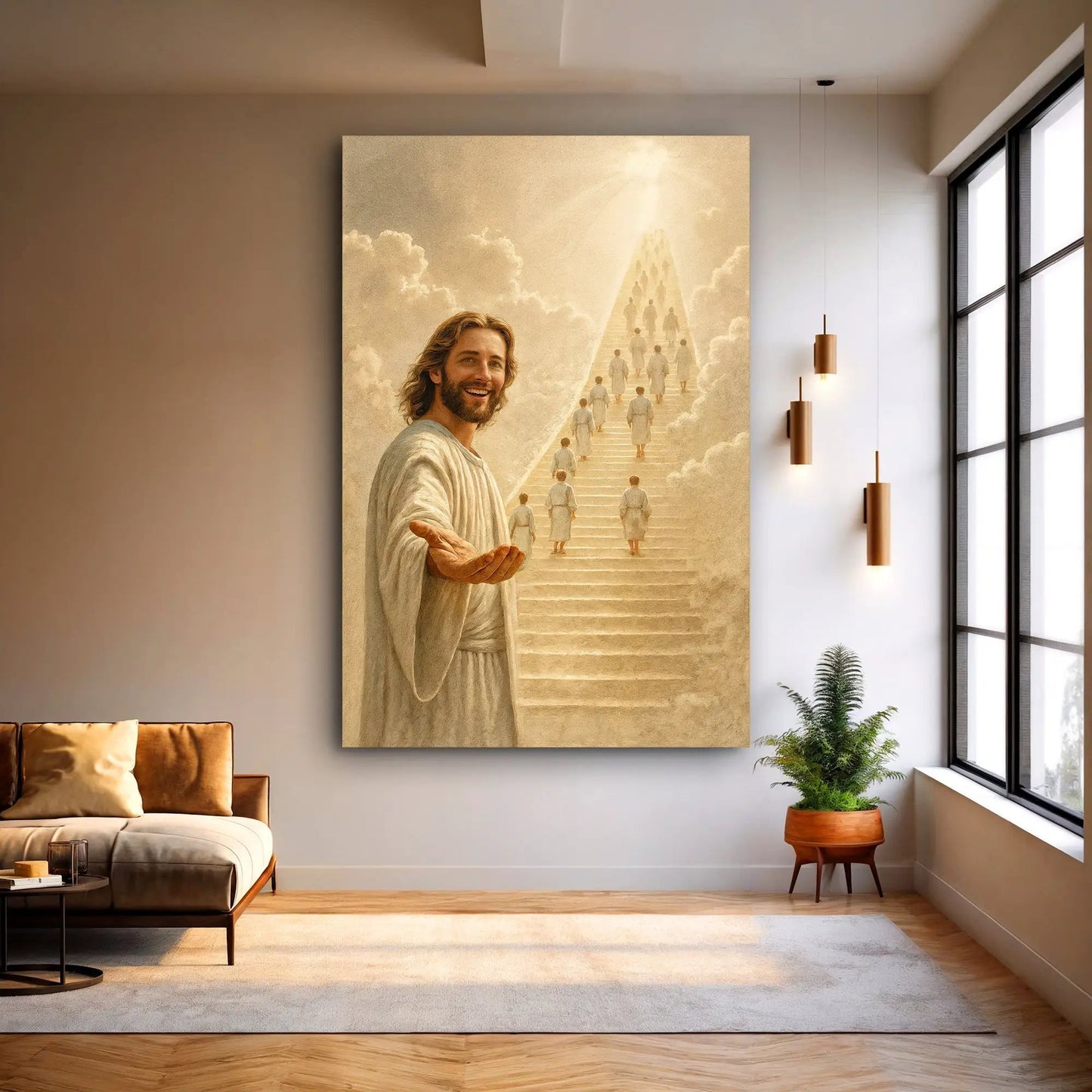 Stairway To Heaven Faith Wall Art canvas by Tailored Canvases in sepia tones on Tampa Home & Garden Store
