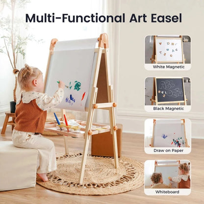 Tiny Land Caramel Magnitales Easel for Kids wooden multi-functional art easel with whiteboard on Tampa Home & Garden Store