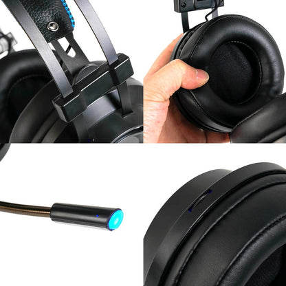Stevvex gaming headset with microphone, black over-ear headphones with RGB light for PC on Tampa Home & Garden Store
