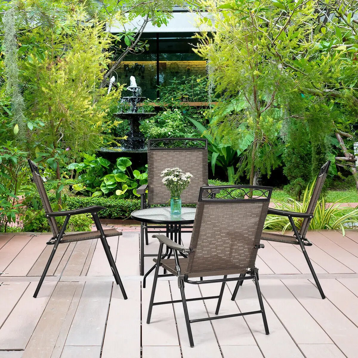 Set of 4 Patio Folding Chairs for Outdoor Use