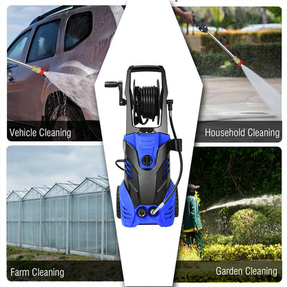 Hidrolavadora eléctrica de alta presión de 3000 PSI con limpiador de patios - Azul