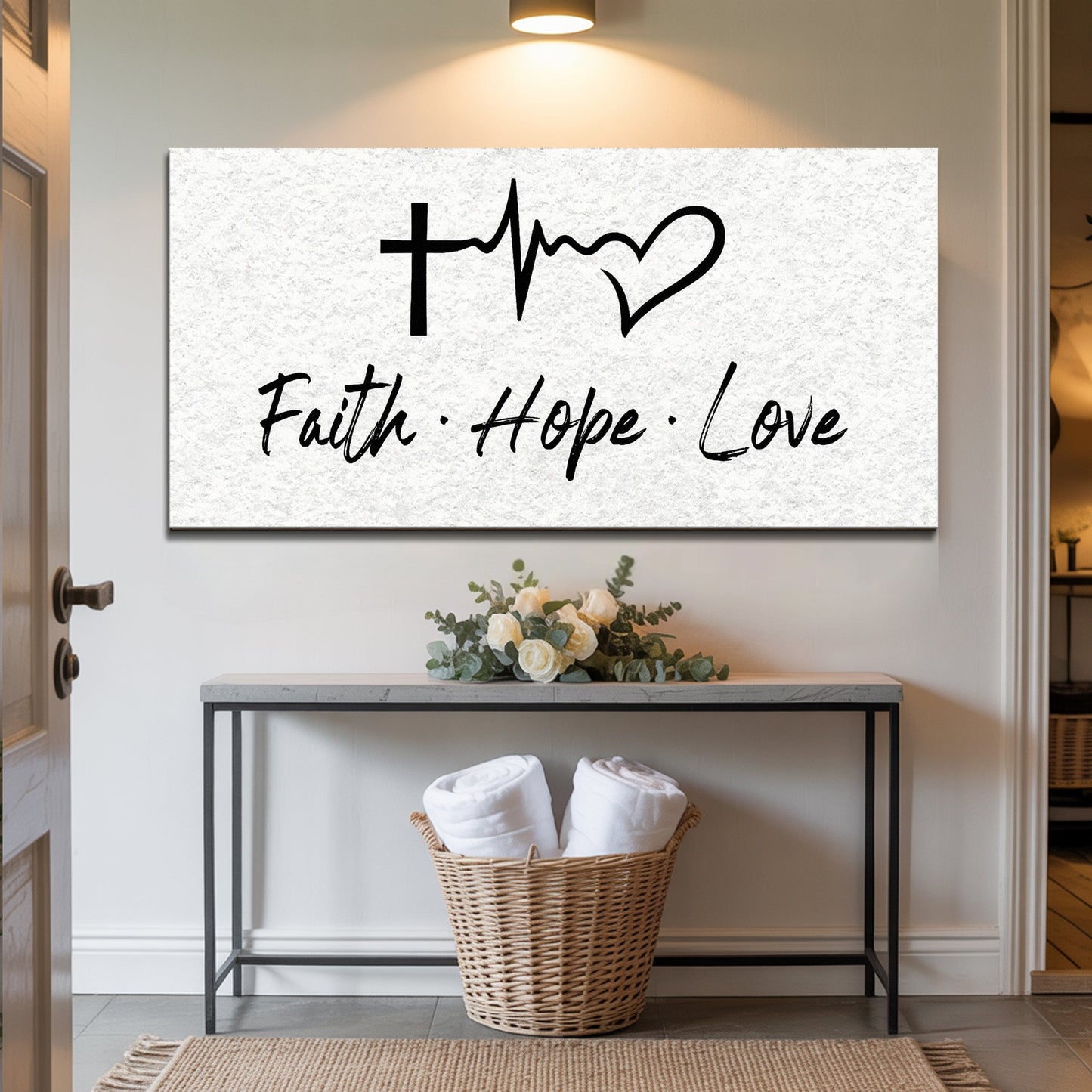 Faith Hope Love Faith Wall Art II canvas by Tailored Canvases with heart motif on Tampa Home & Garden Store