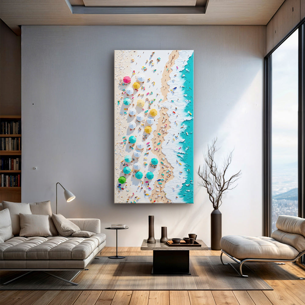 Beach Days Wall Art XXII canvas by Tailored Canvases with umbrellas on sand and turquoise water on Tampa Home & Garden Store