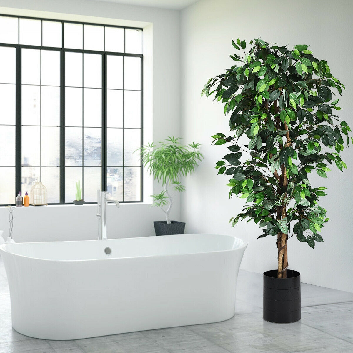 Ficus artificial de seda de 6 pies
