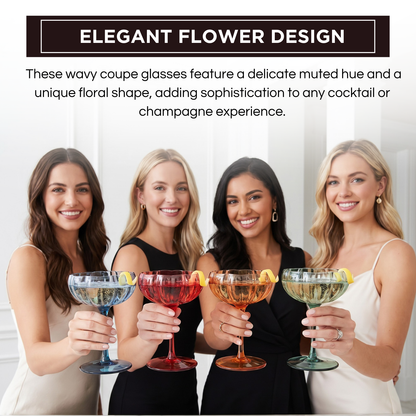 Muted Flower Coupe Glasses and a Set of Four