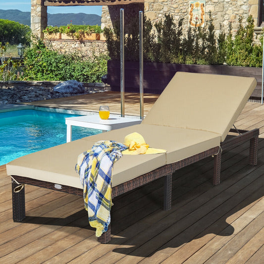 Outdoor Rattan Adjustable Cushioned Chaise - Tampa Home & Garden Store