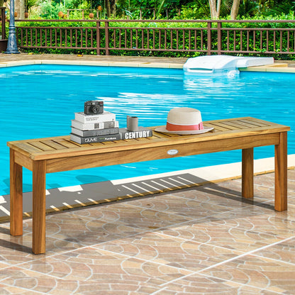 Banco de comedor de madera de acacia para exteriores de 52 pulgadas