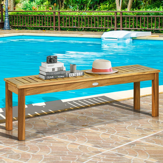 52 Inch Outdoor Acacia Wood Dining Bench Chair - Tampa Home & Garden Store