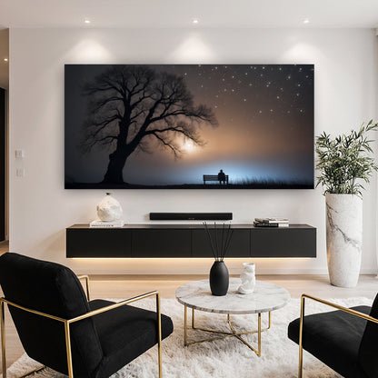 Modern Nature Scenery Wall Art canvas with silhouetted tree under starry twilight sky on Tampa Home & Garden Store