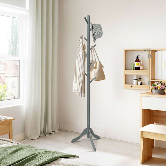 Adjustable Wooden Tree Coat Rack with 8 Hooks-Gray - Tampa Home & Garden Store