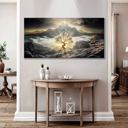 Burning Bush Faith Wall Art II canvas, mountain scene with glowing tree by Tailored Canvases on Tampa Home & Garden Store