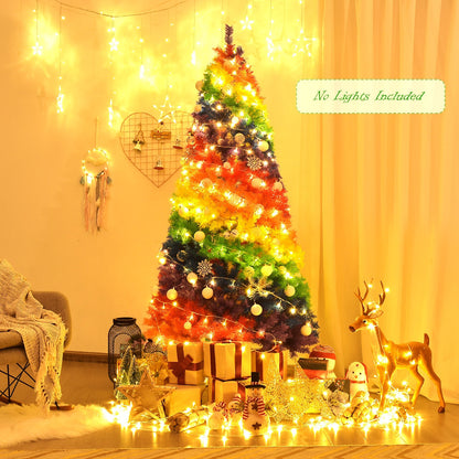 Árbol de Navidad tradicional artificial con bisagras y soporte de metal de 2.1 m