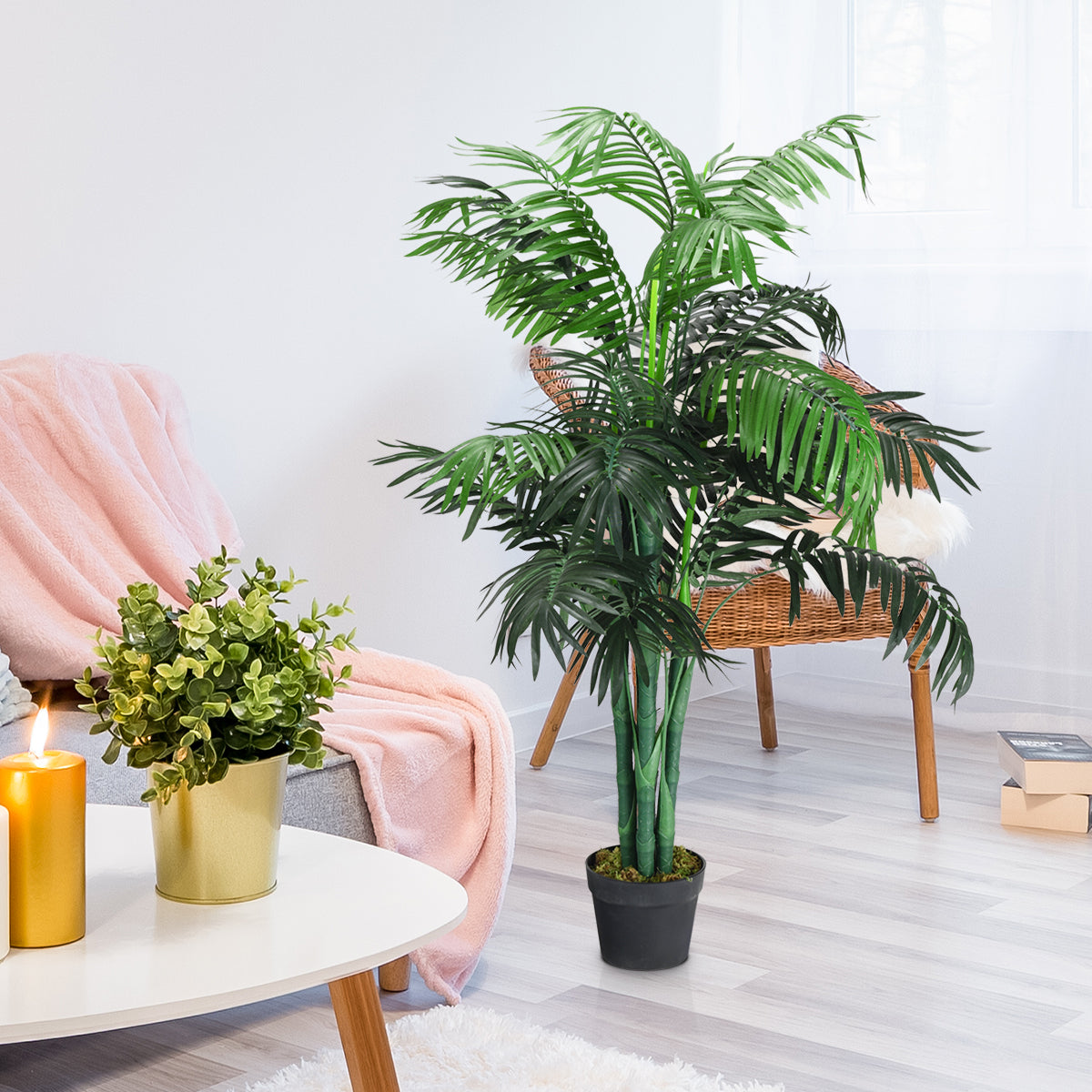 Palmera Areca Artificial de Seda de 3.5 Pies con Cesta