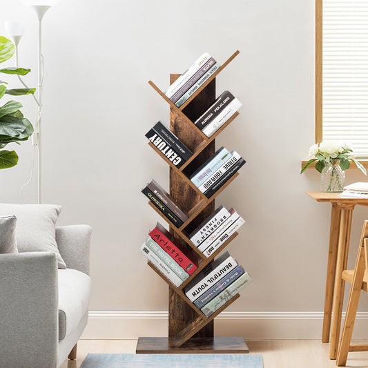 8-Tier Free Standing Tree Bookshelf-Coffee - Tampa Home & Garden Store