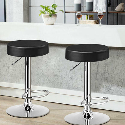 Juego de 2 taburetes de bar redondos giratorios ajustables - Sillas de pub - Negro