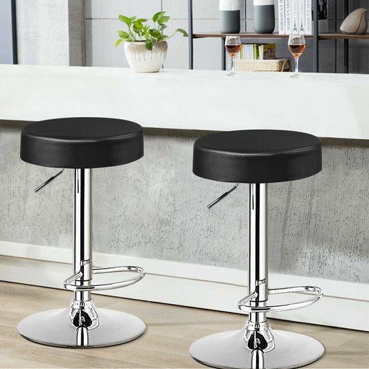 Set of 2 Adjustable Swivel Round Bar Stool  Pub Chairs-Black - Tampa Home & Garden Store