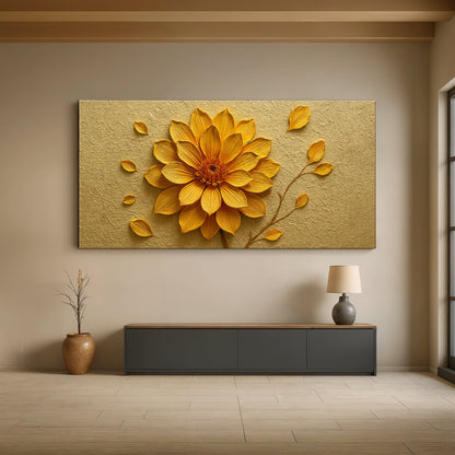Golden Dandelion Minimalist Abstract Wall Art IV canvas on textured gold background on Tampa Home & Garden Store