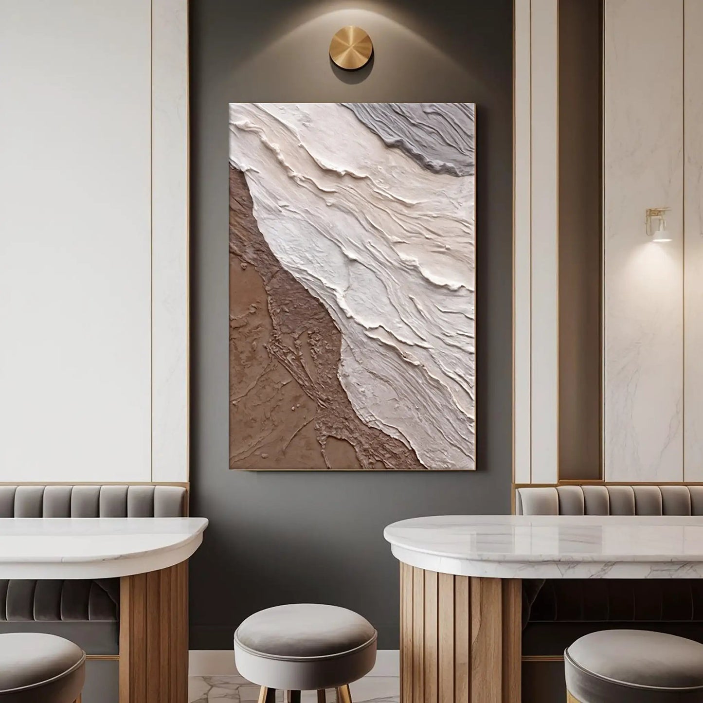 Abstract Earthy Waves Wall Art Canvas by Tailored Canvases in textured brown beige tones on Tampa Home & Garden Store