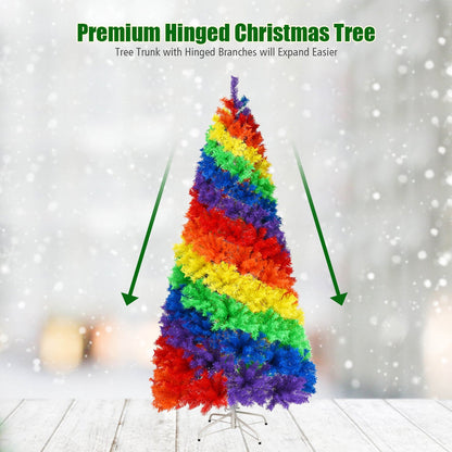 Árbol de Navidad tradicional artificial con bisagras y soporte de metal de 2.1 m