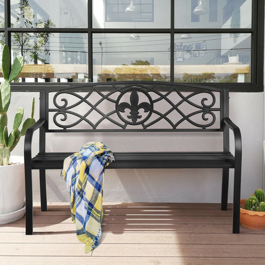 50 Inch Patio Heavy-Duty Metal Garden Bench - Tampa Home & Garden Store
