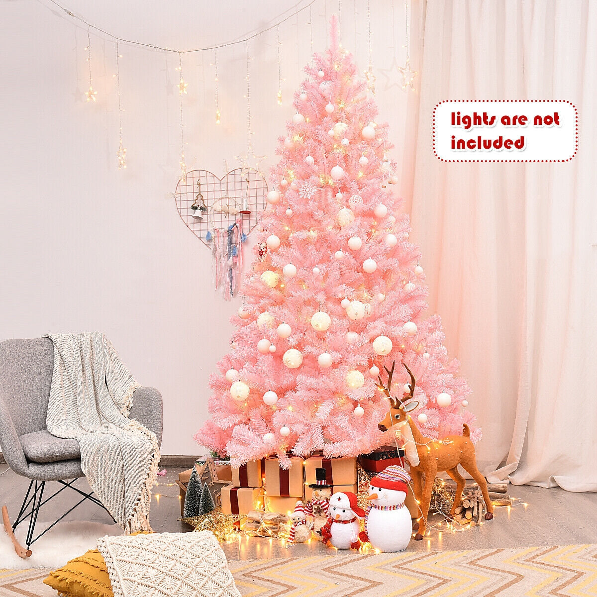 Árbol de Navidad artificial de abeto completo con bisagras de 7.5 pies
