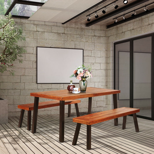 Rectangular Acacia Wood Rustic Dining Furniture Table - Tampa Home & Garden Store
