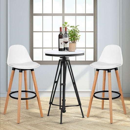 2 Pieces Mid Century Barstool 28.5 Inches Dining Pub Chair-White - Tampa Home & Garden Store