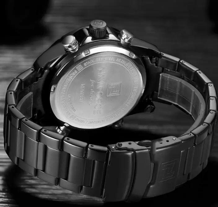 Mens Waterproof Analog Digital Watch Stainless