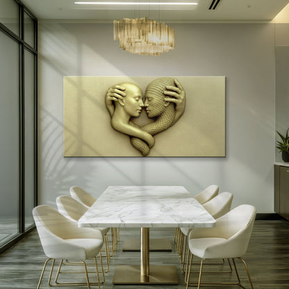 Eternal Love Figure Abstract Wall Art canvas with intertwined beige figures and mesh head on Tampa Home & Garden Store
