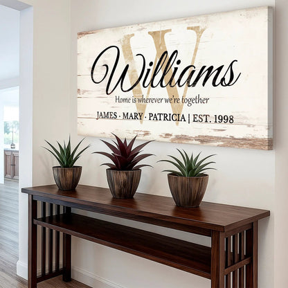 Personalized Family Sign XI canvas wall art with distressed white background Tailored Canvases on Tampa Home & Garden Store