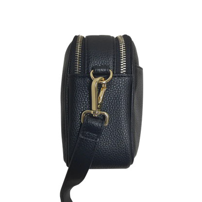 Genuine Leather Double Zipper Crossbody