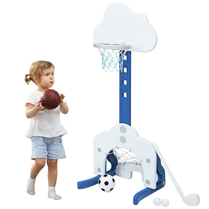 3-in-1 Kids Basketball Hoop Set with Balls-Green