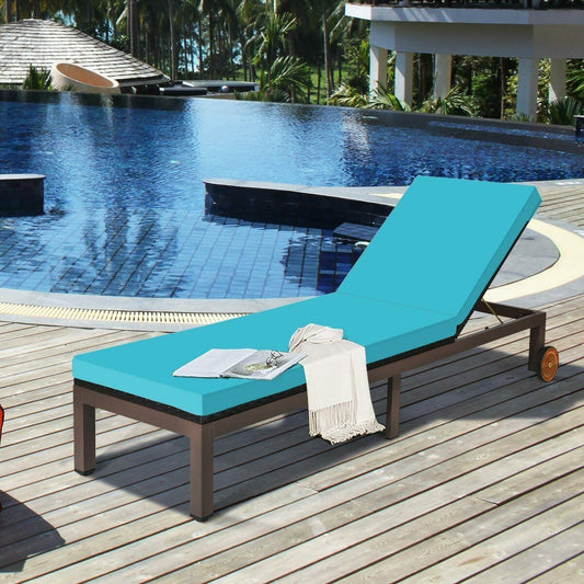 Patio Chaise Lounge Chair Outdoor Rattan Lounger Recliner Chair-Turquoise - Tampa Home & Garden Store
