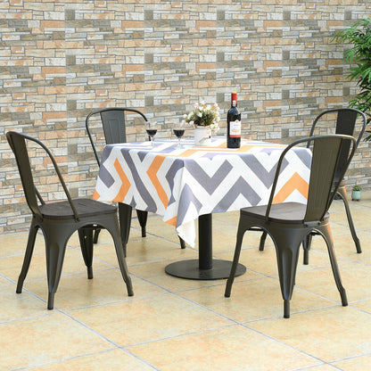 4 Pieces Tolix Style Metal Dining Side Chair Stackable Wood Seat