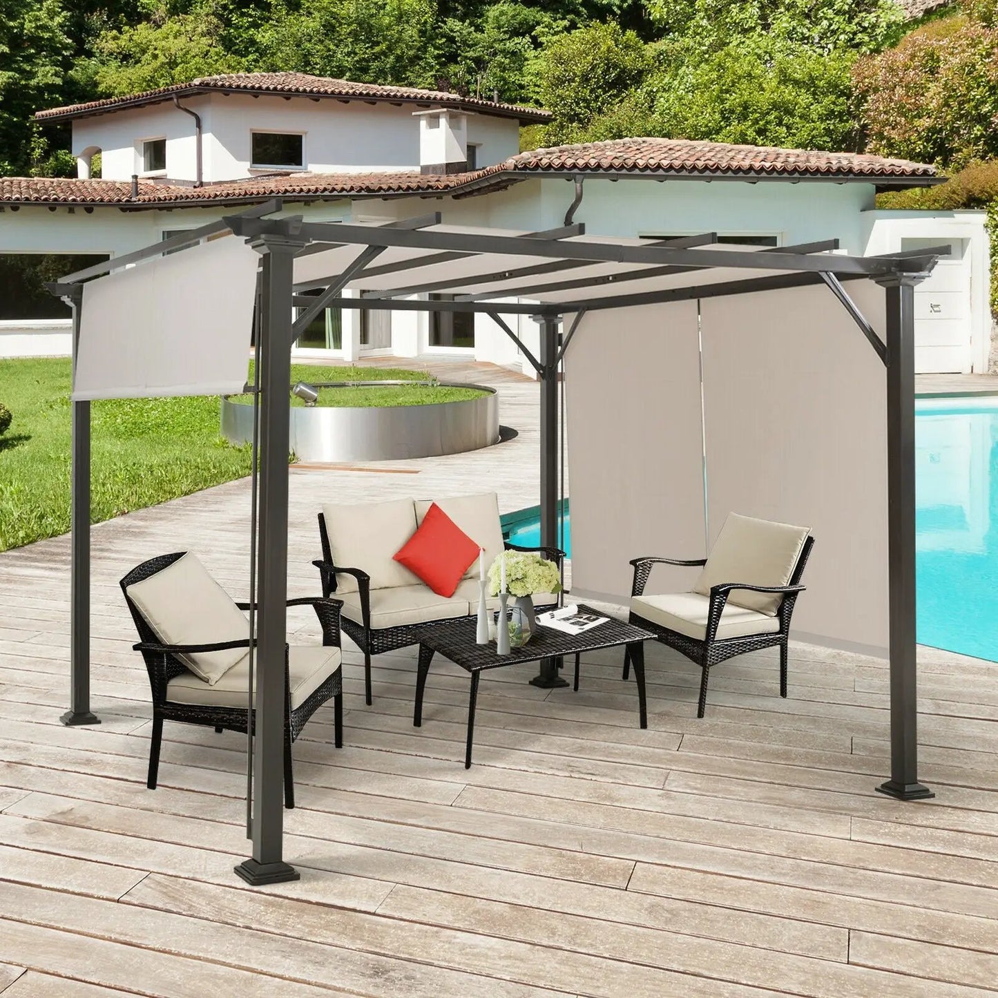 16x8 Two Piece Replacement Canopy Pergola Brown