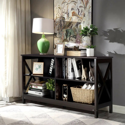 Wooden TV Stand for 55 TV with X Shaped Frame