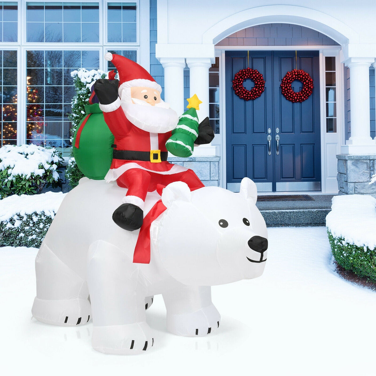 6.5 ft Christmas inflatable Santa riding polar bear with shaking head and LED lights DirectDeals on Tampa Home & Garden Store