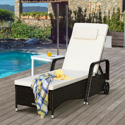 Tumbona reclinable acolchada para exteriores con respaldo ajustable