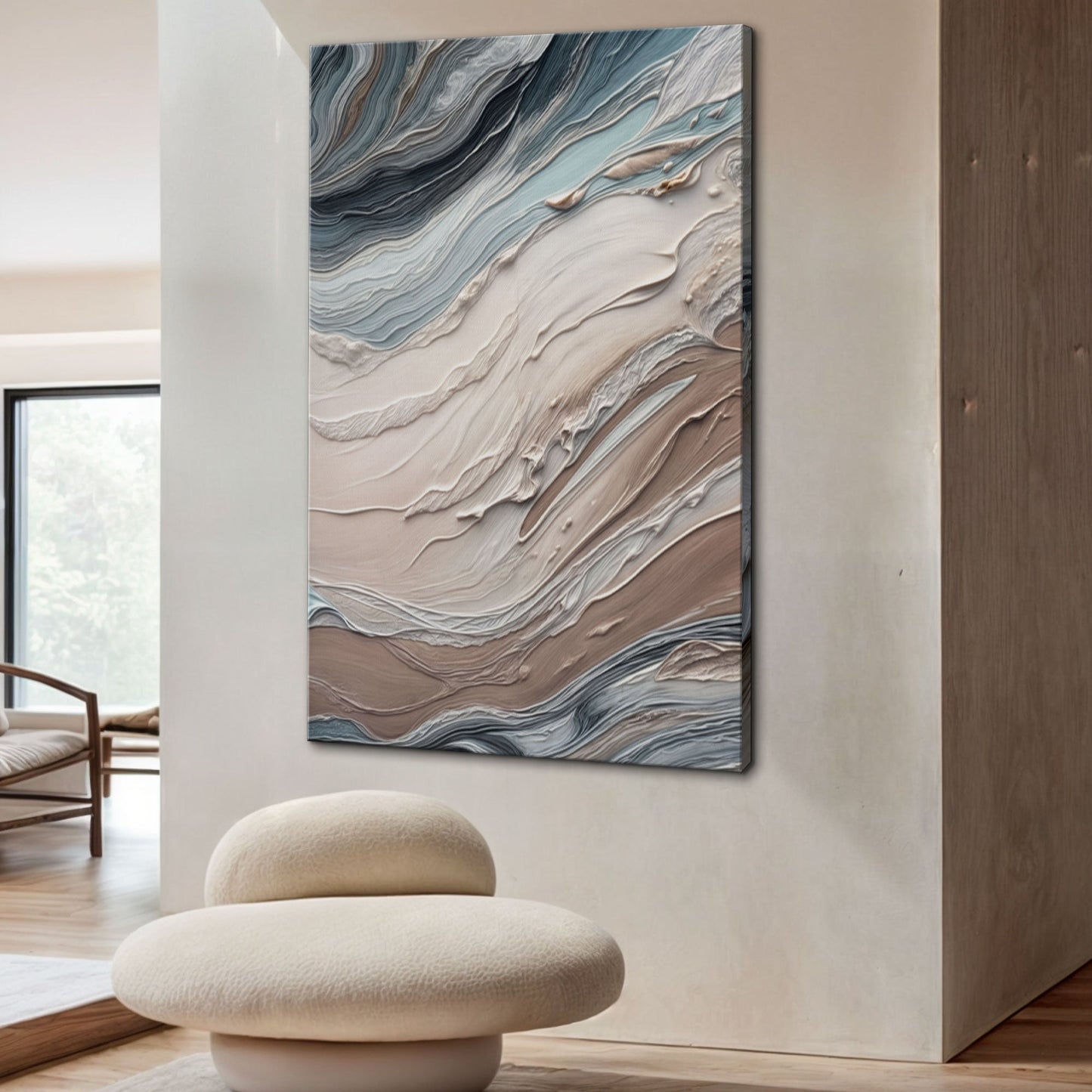 Earth Tone Swirls Wall Art with textured blue beige swirls Tailored Canvases crafting canvas on Tampa Home & Garden Store