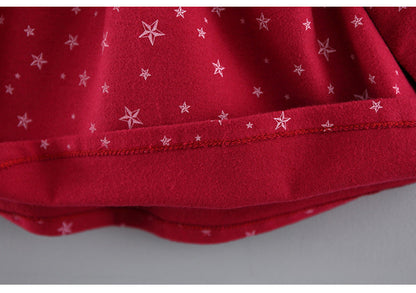 Stevvex infant toddler dress red knit with white star pattern warm cotton fabric for girls on Tampa Home & Garden Store